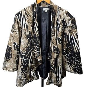 Dressbarn Black and Brown Cape with Abstract Pattern